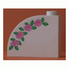 Part 33243px1 White Brick, Modified 1 x 3 x 2 with Curved Top and Rose Pattern 